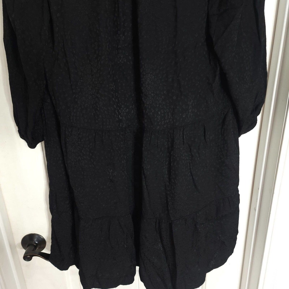 Nation Ltd Womens Dress Liza Black Leopard Animal Trapeze Mini Tiered Ruffle M - Picture 12 of 13